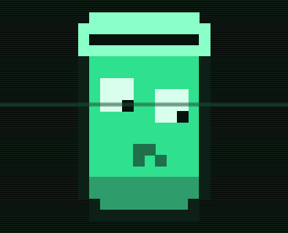 Cuppy, the green pixel-art desktop creature from DATA WRETCH